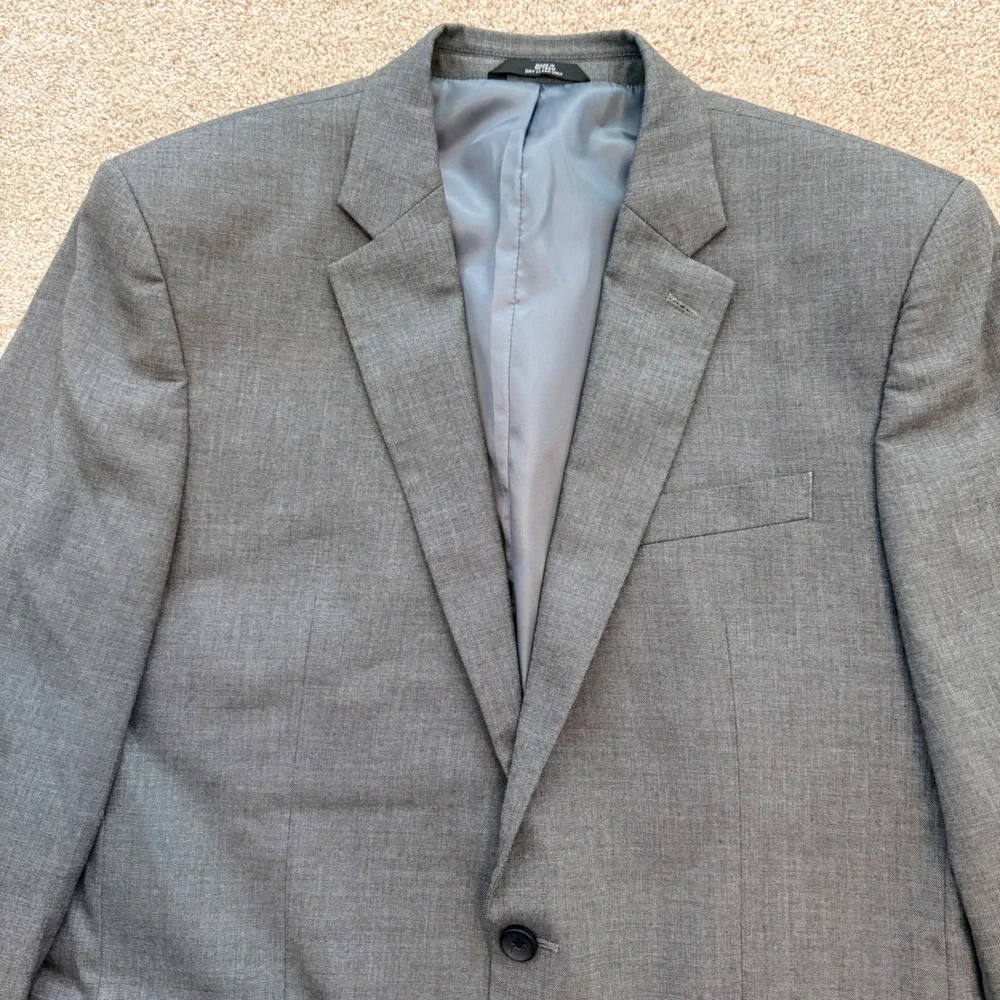 J.M. Haggar Sport Coat Mens 44L Grey Classic Fit Two Button Blazer 1023641